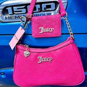 Juicy Couture Hot Pink Shoulder Bag Witg Wallet Set